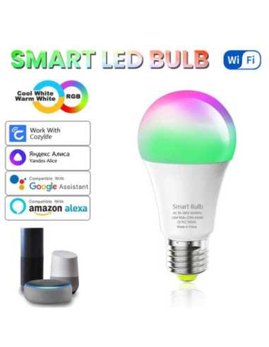 15W Smart WiFi RGB Light Bulb with Voice Control and Timer