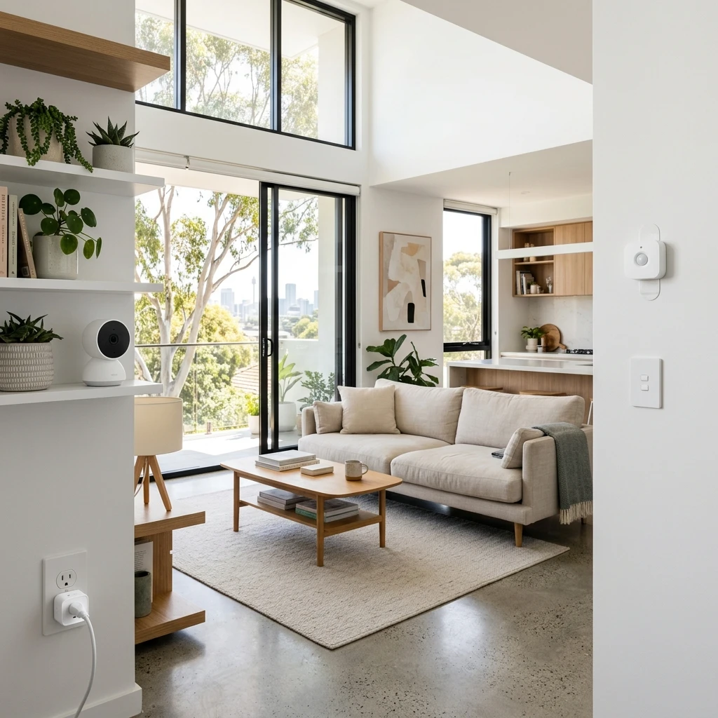 Renter-friendly smart home setup showing devices installed cleanly without drilling